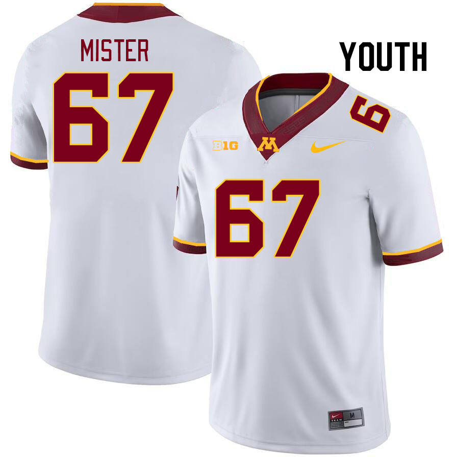 Youth #67 De'Eric Mister Minnesota Golden Gophers College Football Jerseys Stitched Sale-White